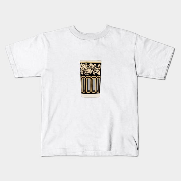 Black Moroccan Tea Cup - ATAY Cup - Traditional Moroccan Tea Cup Kids T-Shirt by Tilila